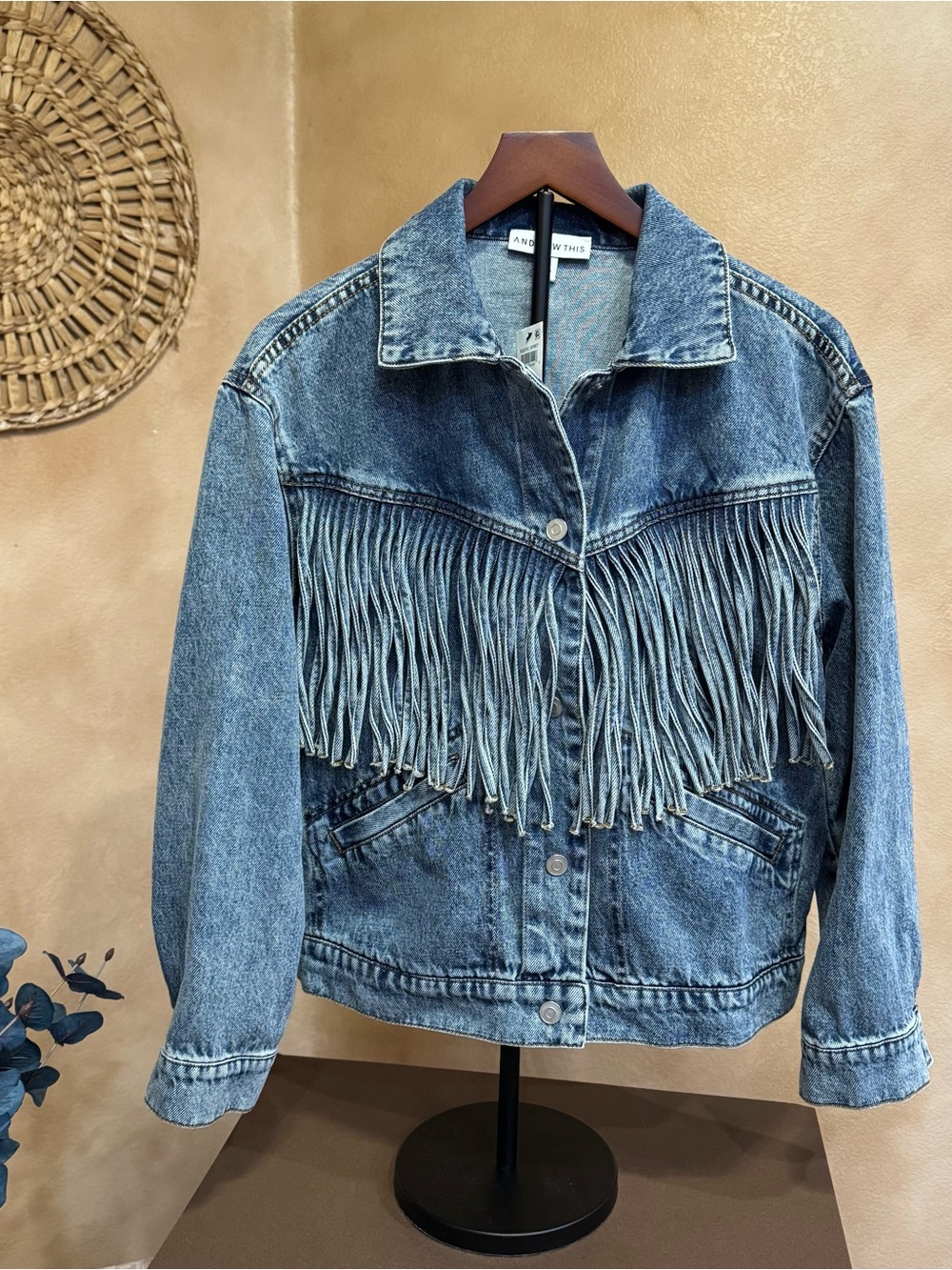 And Now This Women's Fringed Denim Jacket in Rustic Spirit